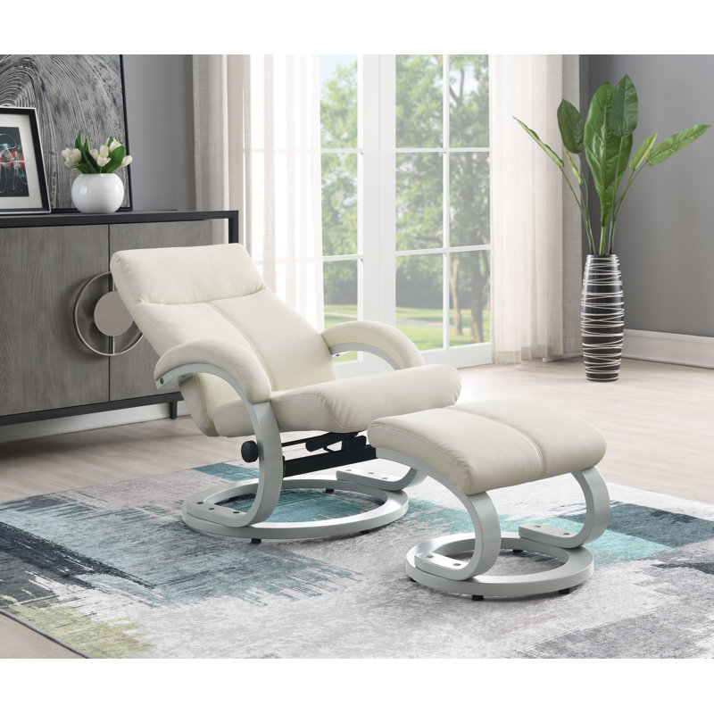 Orren Ellis Pratik Vegan Leather Recliner With Ottoman Reviews Wayfair
